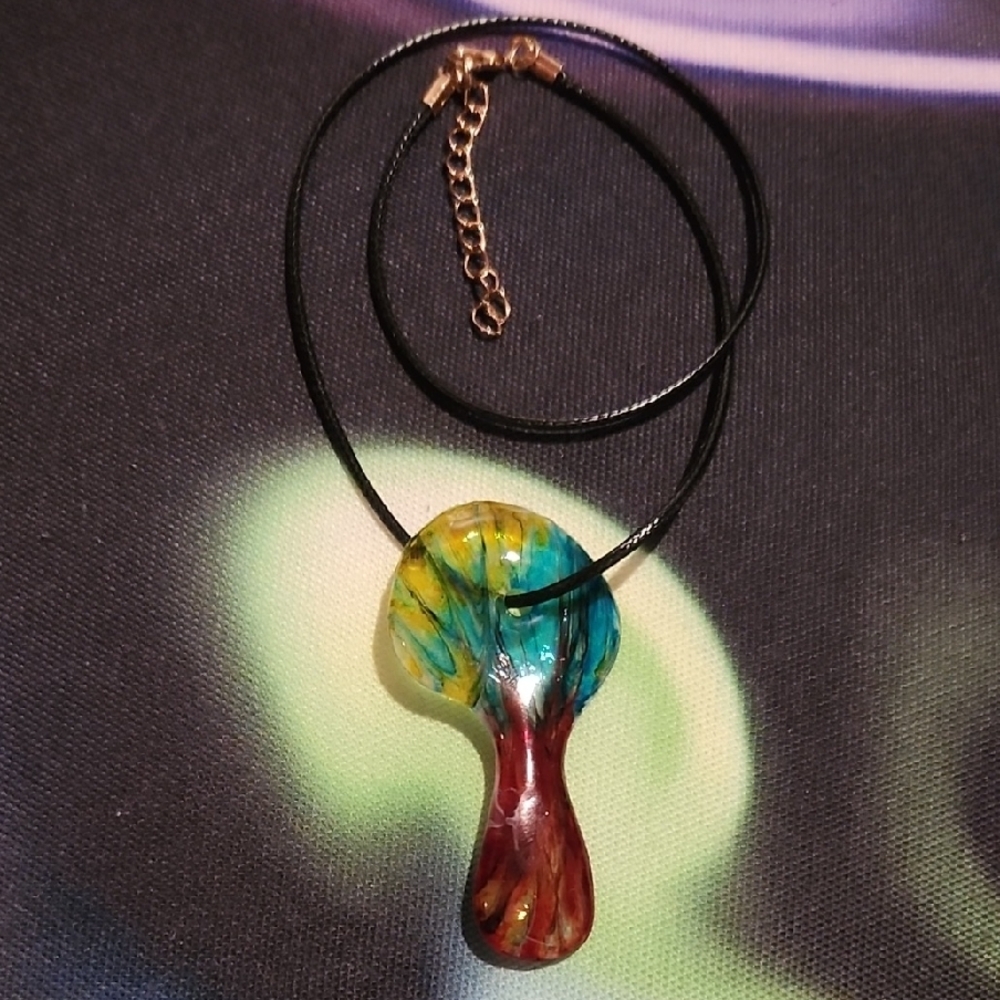 Multicolor Mushroom Pendant Necklace